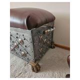 Moroccan Style Metal Storage Bench with Leather Cushion