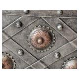 Moroccan Style Metal Storage Bench with Leather Cushion