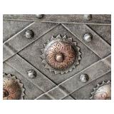 Moroccan Style Metal Storage Bench with Leather Cushion