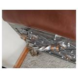 Moroccan Style Metal Storage Bench with Leather Cushion