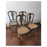 Set of Four French Style Cane Seat Dining Chairs