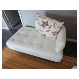 Contemporary White Leather Modular Sofa and Ottoman Set