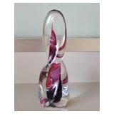 Art Glass Sculpture with Controlled Bubble and Purple Core