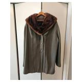 Moss Green Wool Jacket Mink Fur Lined