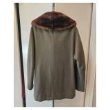Moss Green Wool Jacket Mink Fur Lined
