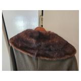 Moss Green Wool Jacket Mink Fur Lined