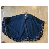 Black Mink Fur Trimmed Cape