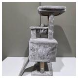 Hey-Brother Multi-Level Cat Tower Condo Scratching Post Tree – Gray – Lot 10
