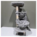 Hey-Brother Multi-Level Cat Tower Condo Scratching Post Tree – Gray – Lot 10