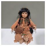 Vintage Porcelain Native American Style Doll w/ Beaded Outfit & Braided Hair – Lot 12