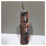 Hand Carved Native American Style Totem Pole Figurine w/ Animal & Warrior Faces – Lot 13
