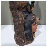 Hand Carved Native American Style Totem Pole Figurine w/ Animal & Warrior Faces – Lot 13
