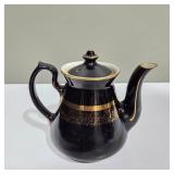Vintage Hall China Black & Gold Teapot – Made in USA – 6 Cup Coffee / Tea Pot – Lot 21