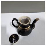 Vintage Hall China Black & Gold Teapot – Made in USA – 6 Cup Coffee / Tea Pot – Lot 21