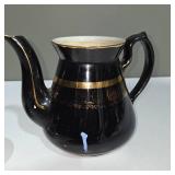 Vintage Hall China Black & Gold Teapot – Made in USA – 6 Cup Coffee / Tea Pot – Lot 21