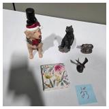 Mixed Decor Lot – Bear Figurines, Holiday Dog Soap Dispenser, Floral Coasters – Lot 23