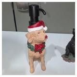 Mixed Decor Lot – Bear Figurines, Holiday Dog Soap Dispenser, Floral Coasters – Lot 23