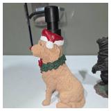 Mixed Decor Lot – Bear Figurines, Holiday Dog Soap Dispenser, Floral Coasters – Lot 23