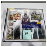 Lighted Miniature Winter Village 13-Piece Set w/ Buildings & Trees – Lot 30
