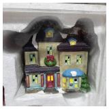 Lighted Miniature Winter Village 13-Piece Set w/ Buildings & Trees – Lot 30