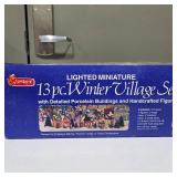 Lighted Miniature Winter Village 13-Piece Set w/ Buildings & Trees – Lot 30