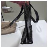 2-Piece Handbag Lot – Genuine Leather Black Clutch & Tan Shoulder Bag – Lot 31