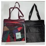 2 Genuine Leather Clutch / Portfolio Bags – Black & Multi-Color Patchwork – Lot 32