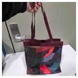 2 Genuine Leather Clutch / Portfolio Bags – Black & Multi-Color Patchwork – Lot 32