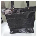 2 Genuine Leather Clutch / Portfolio Bags – Black & Multi-Color Patchwork – Lot 32