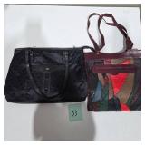 2 Clutch / Portfolio Bags – Patchwork Genuine Leather & Black Travel Organizer – Lot 33
