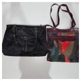 2 Clutch / Portfolio Bags – Patchwork Genuine Leather & Black Travel Organizer – Lot 33