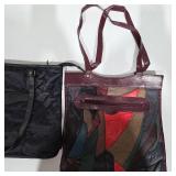 2 Clutch / Portfolio Bags – Patchwork Genuine Leather & Black Travel Organizer – Lot 33