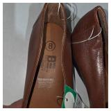 Women’s Genuine Leather Slip-On Shoes Size 8 Brown Embossed Design – Lot 34