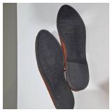 Women’s Genuine Leather Slip-On Shoes Size 8.5 Brown Embossed Design – Lot 35