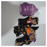 K’s Collection Halloween Bear Figurines (3) + Purple Decorative Jar – Lot 42