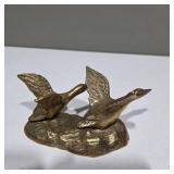 Solid Brass Figurines – Ducks, Bird on Log, & Farmer Statue – Lot 43