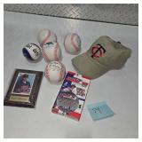 Signed Baseball Memorabilia Lot — Chuck Knoblauch Plaque + Autographed Baseballs + NEW Minnesota Twins Hat + MLB Showdown 2000 Game
