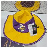 Minnesota Vikings Fan Lot — Vikings Wide Brim Bucket Hat (New w/ Tags) + Minnesota Shape Wood Wall Hanging NFL Decor