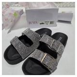 Dune London Women’s Rhinestone Platform Slide Sandals Crystal Embellished Fashion Shoes w Box