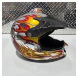 Vintage Motocross ATV Dirt Bike Full Face Helmet Racing Helmet Flame Graphics Off Road Motorcycle Gear