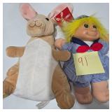 Vintage Plush Toy Lot Troll Doll Sailor Outfit Kangaroo Stuffed Animal Character Toys