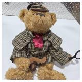 Sherlock Holmes Teddy Bear Plush Detective Outfit Magnifying Glass Collectible Stuffed Bear