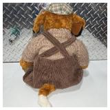 Large Plush Dog Stuffed Animal Dressed Outfit Hat Sweater Overalls Decorative Collectible