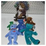 Ty Beanie Babies Plush Bears Lot Miami Dolphins Teddy Bears Holiday Rocking Horse Decor