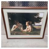 Large Classical Mother Child Framed Art Print Romantic Victorian Style Wall Decor Traditional Artwork