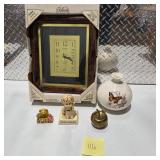 Vintage Cannon Wall Clock Brass Apple Trinket Dish Vase Figurines Decor Collectible Lot