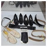 Vintage Leather Gloves Belts Women’s Shoes Loafers Canvas Sneakers Accessory Lot Mixed Sizes