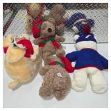 Vintage Christmas Plush Teddy Bear Lot Holiday Stuffed Animals Winter Decor Penguin Sweater Bear