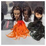 Cosmetology Mannequin Head Lot Hair Styling Practice Heads Wigs Extensions Barber Salon Training Bundle