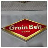 Vintage Grain Belt Beer Lighted Bar Sign Large Diamond Wall Display Man Cave Brewery Decor